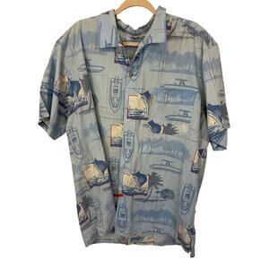 Columbia Mens Swordfish Fishing Boat Short Sleeve Button Up Shirt XXL